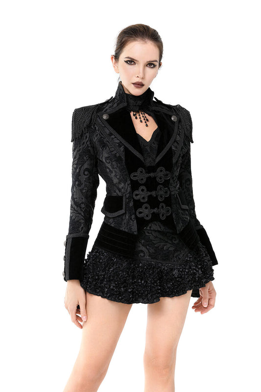 veste femme jacquard gothique queue-de-pie Noir