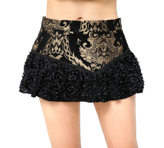 jupe court jacquard Or