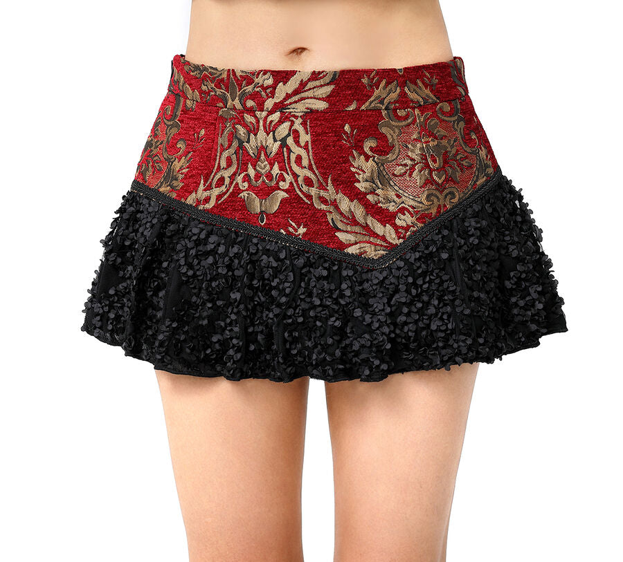 jupe court jacquard Rouge