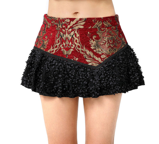 jupe court jacquard Rouge