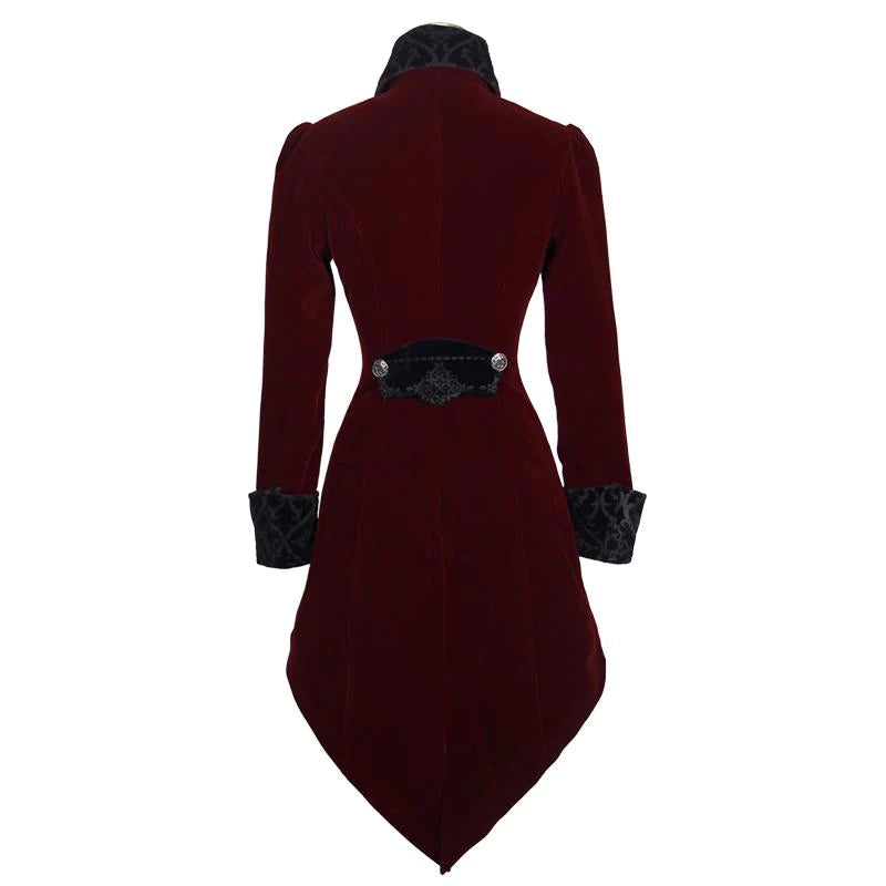 Manteau gothique brodé 'Crimson Moon' avec col haut