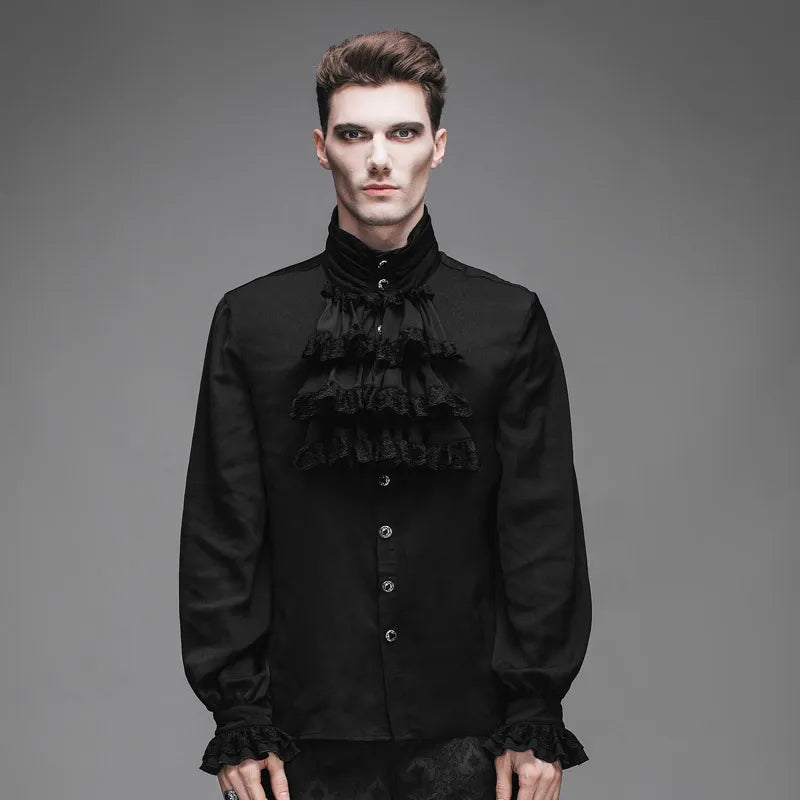 Chemise en mousseline gothique et son Jabot NOIR