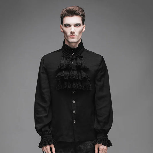 Chemise en mousseline gothique et son Jabot NOIR