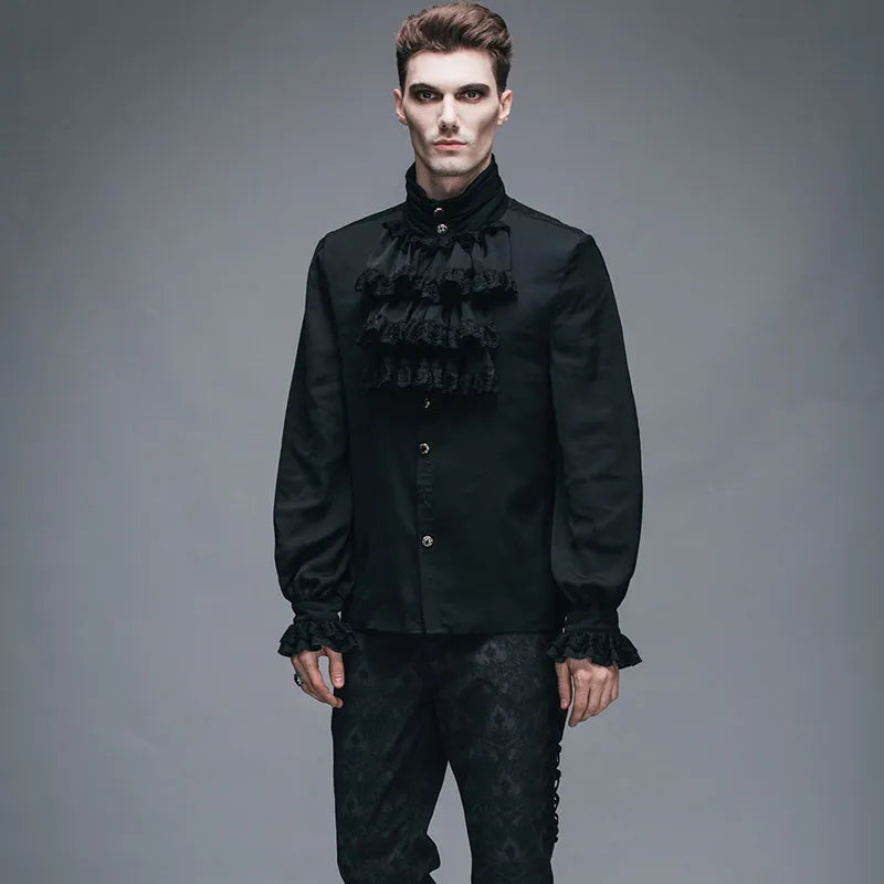 Chemise en mousseline gothique et son Jabot NOIR