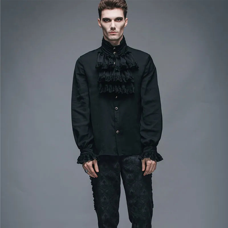 Chemise en mousseline gothique et son Jabot NOIR