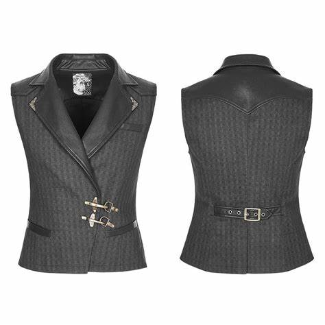 Gilet tissu et similicuir steam punk