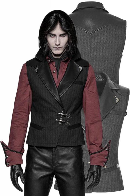 Gilet tissu et similicuir steam punk