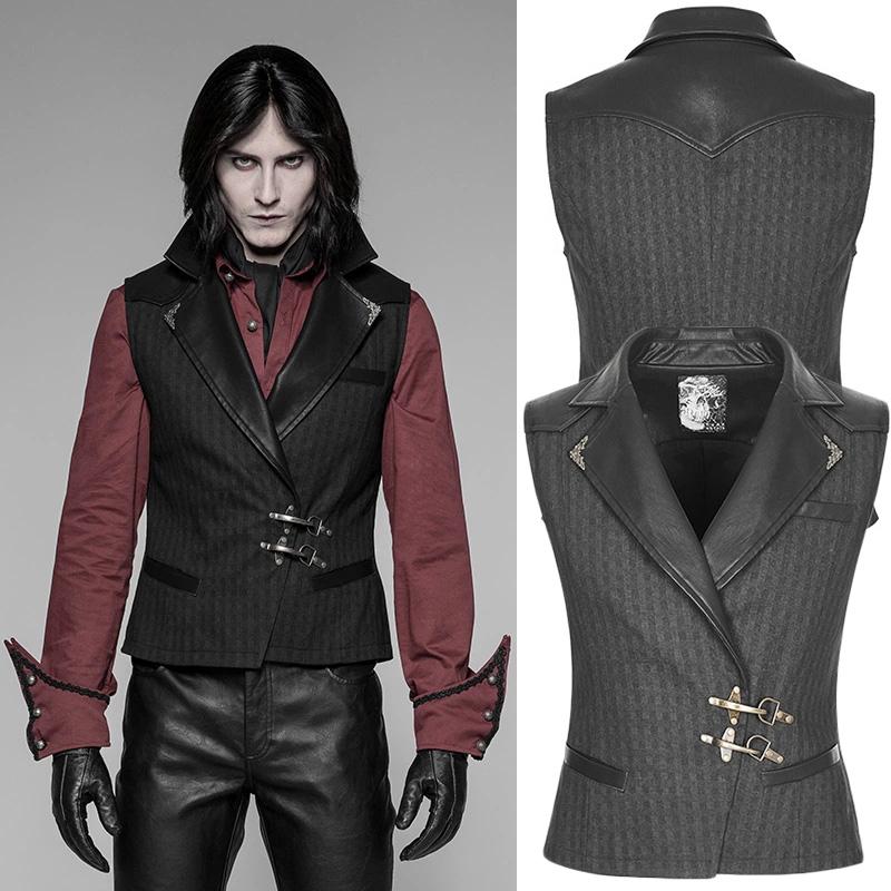 Gilet tissu et similicuir steam punk