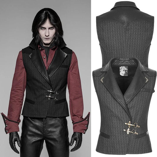 Gilet tissu et similicuir steam punk