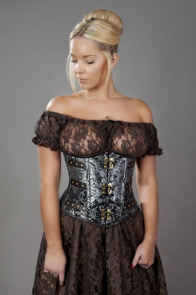 Bustier c-lock u/b SILVER king brocade