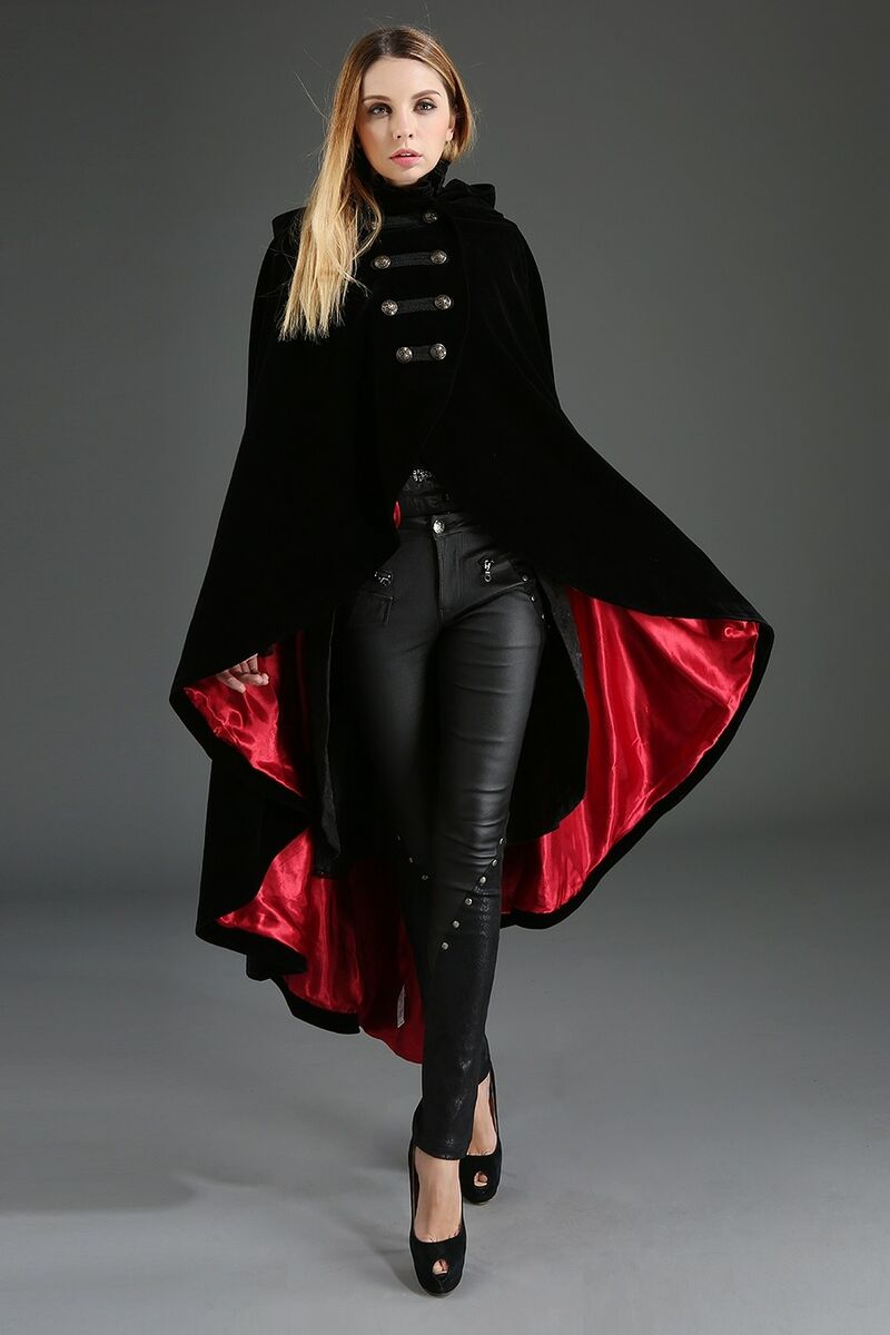 CAPE VELOURS DOUBLURE ROUGE