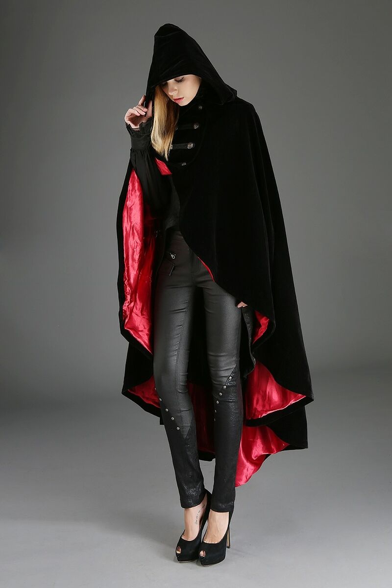 CAPE VELOURS DOUBLURE ROUGE
