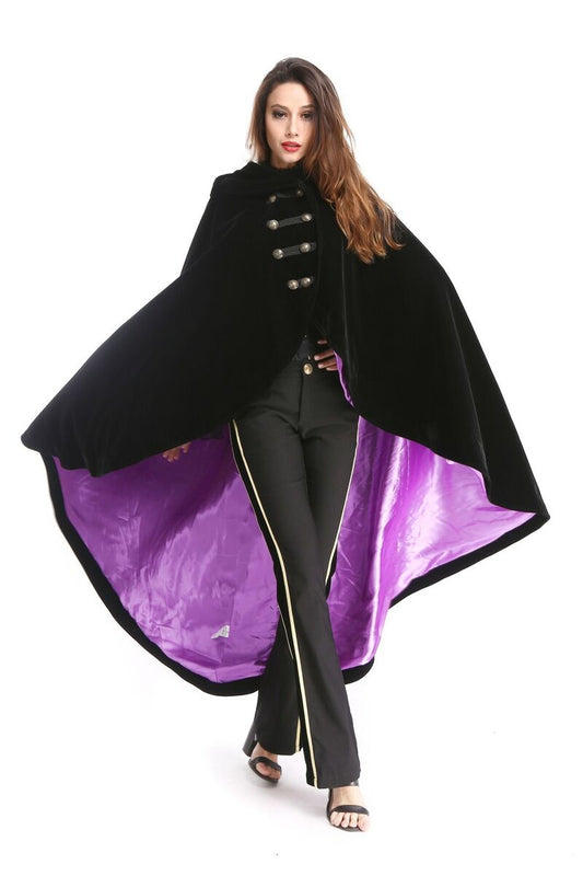 CAPE VELOURS DOUBLURE VIOLETTE