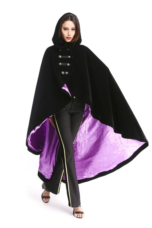 CAPE VELOURS DOUBLURE VIOLETTE