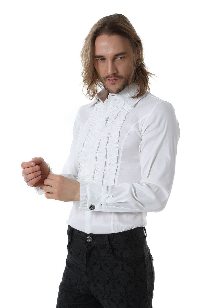 CHEMISE À JABOT CLASSIQUE BLANCHE