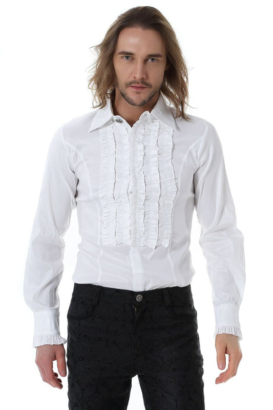 CHEMISE À JABOT CLASSIQUE BLANCHE