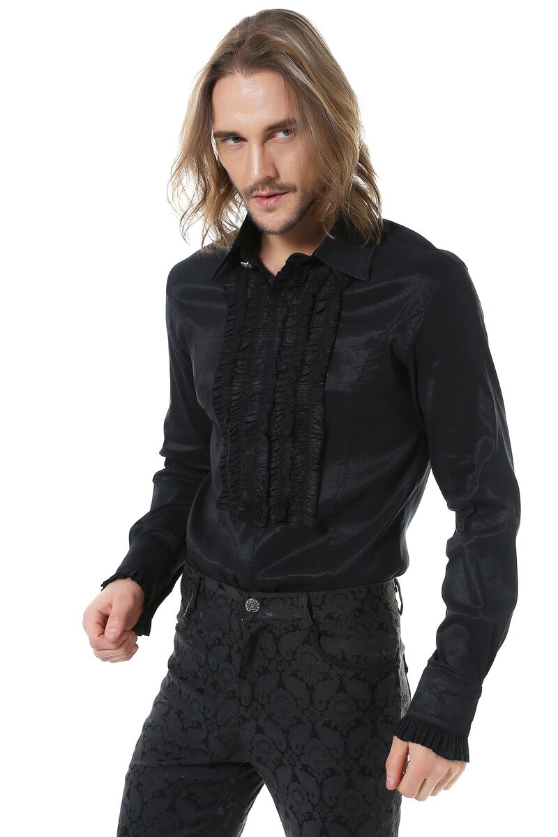 CHEMISE À JABOT CLASSIQUE NOIR