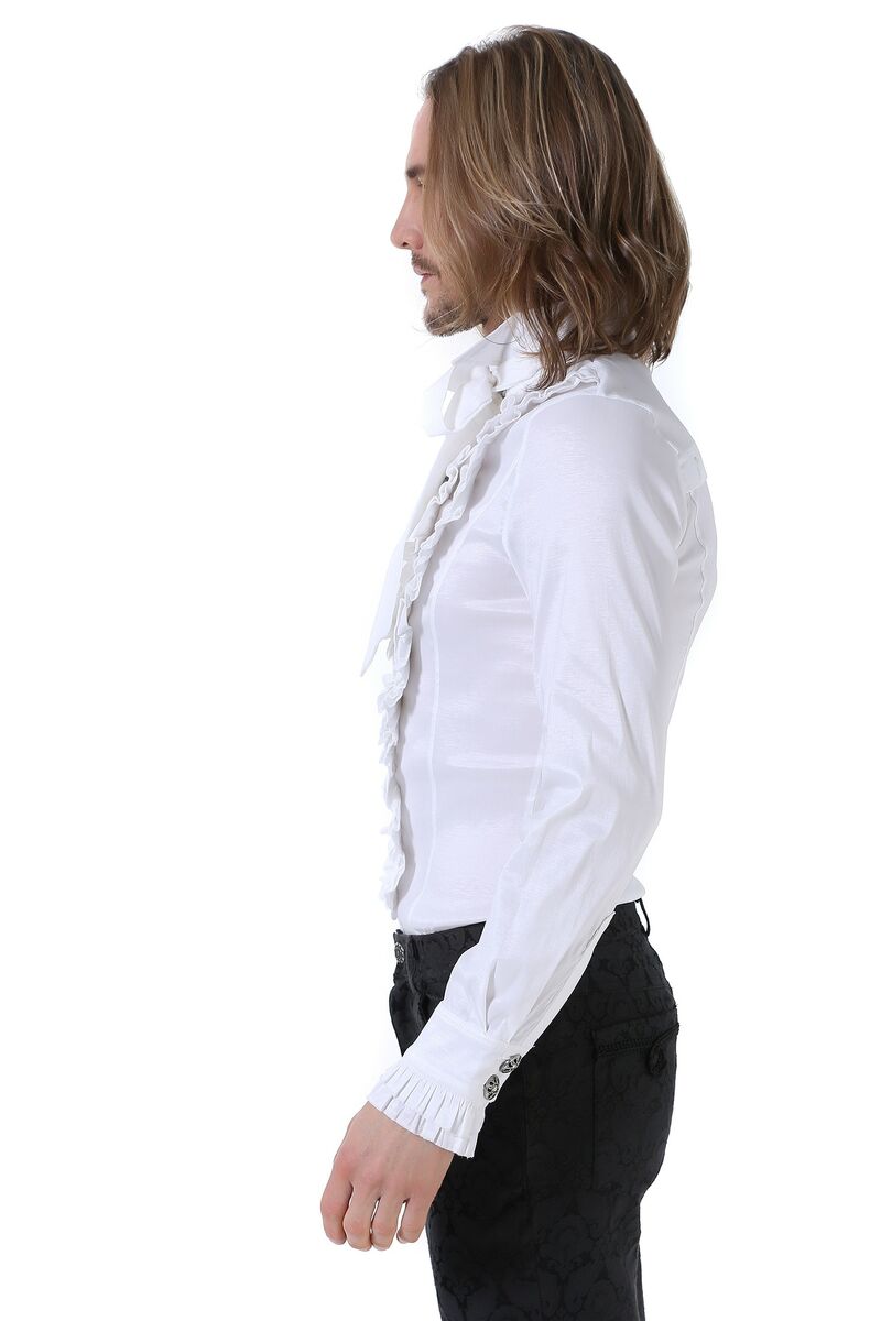 CHEMISE GOTHIQUE BLANCHE ARISTOCRATE VICTORIEN HOMME TAFFETAS