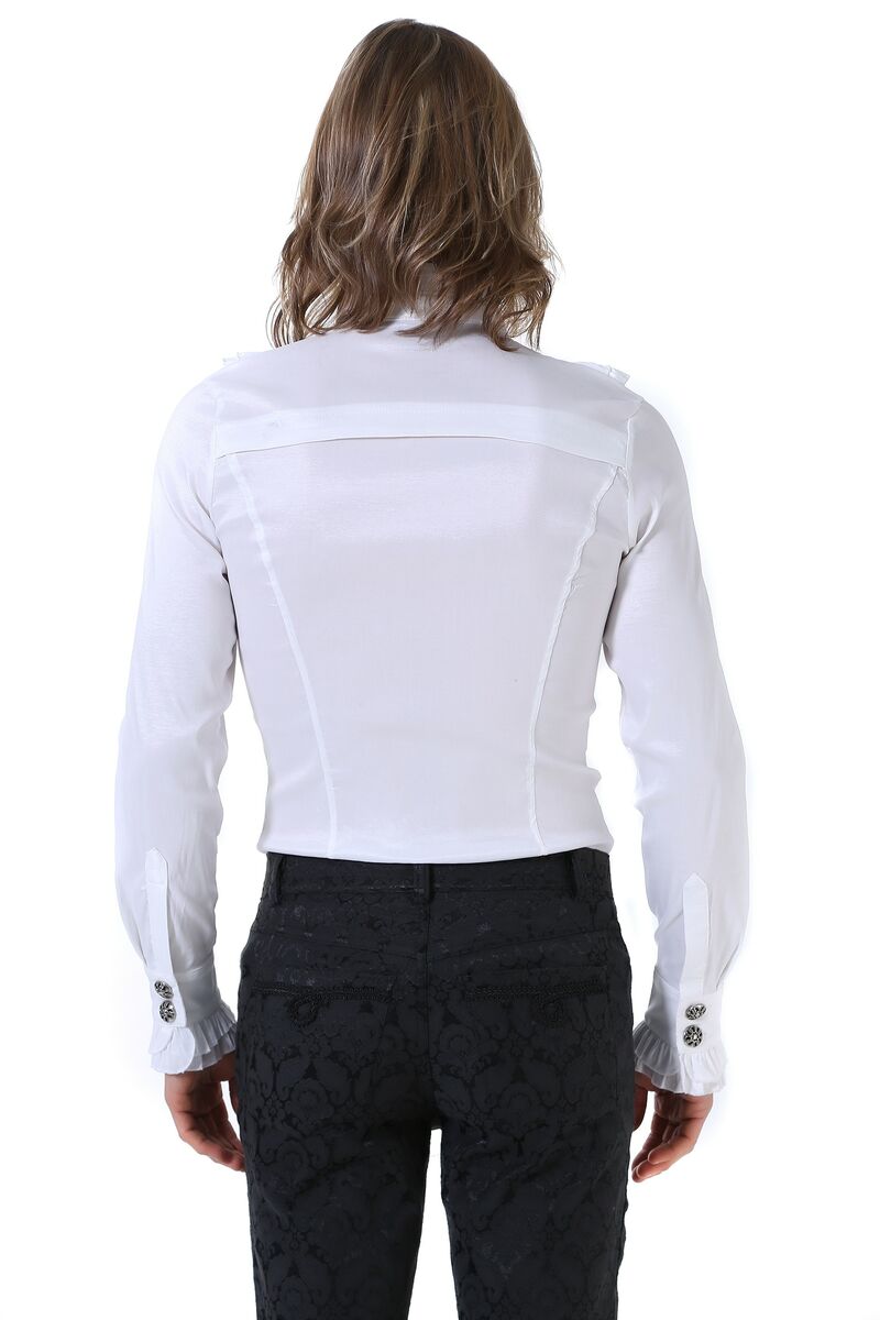 CHEMISE GOTHIQUE BLANCHE ARISTOCRATE VICTORIEN HOMME TAFFETAS