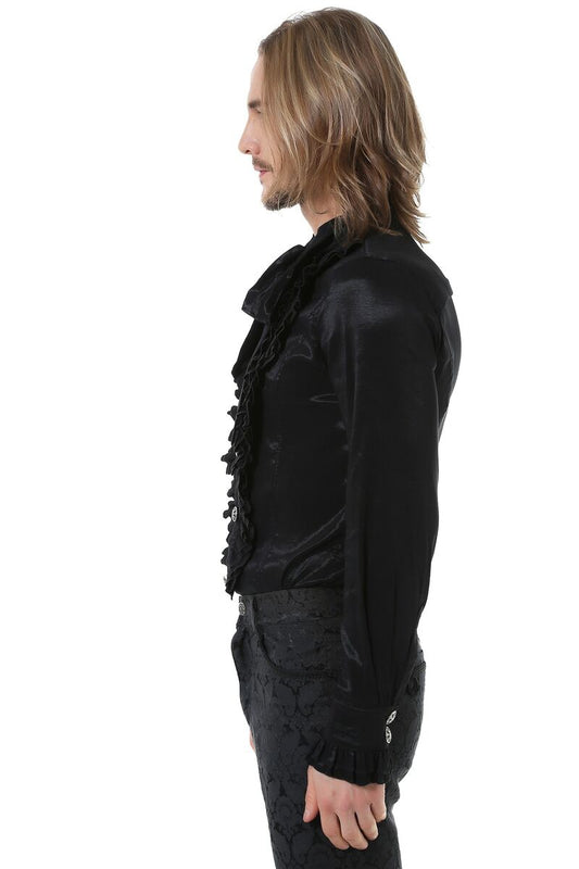 CHEMISE GOTHIQUE NOIR ARISTOCRATE VICTORIEN HOMME TAFFETAS