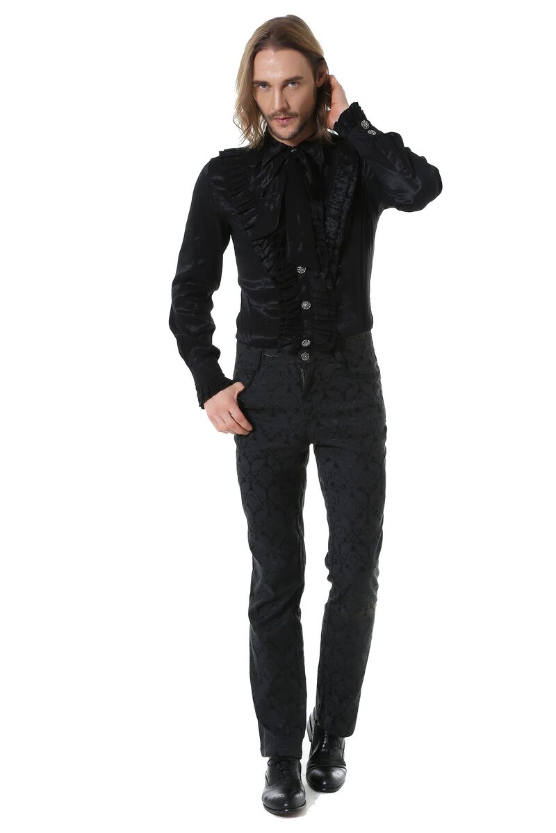 CHEMISE GOTHIQUE NOIR ARISTOCRATE VICTORIEN HOMME TAFFETAS