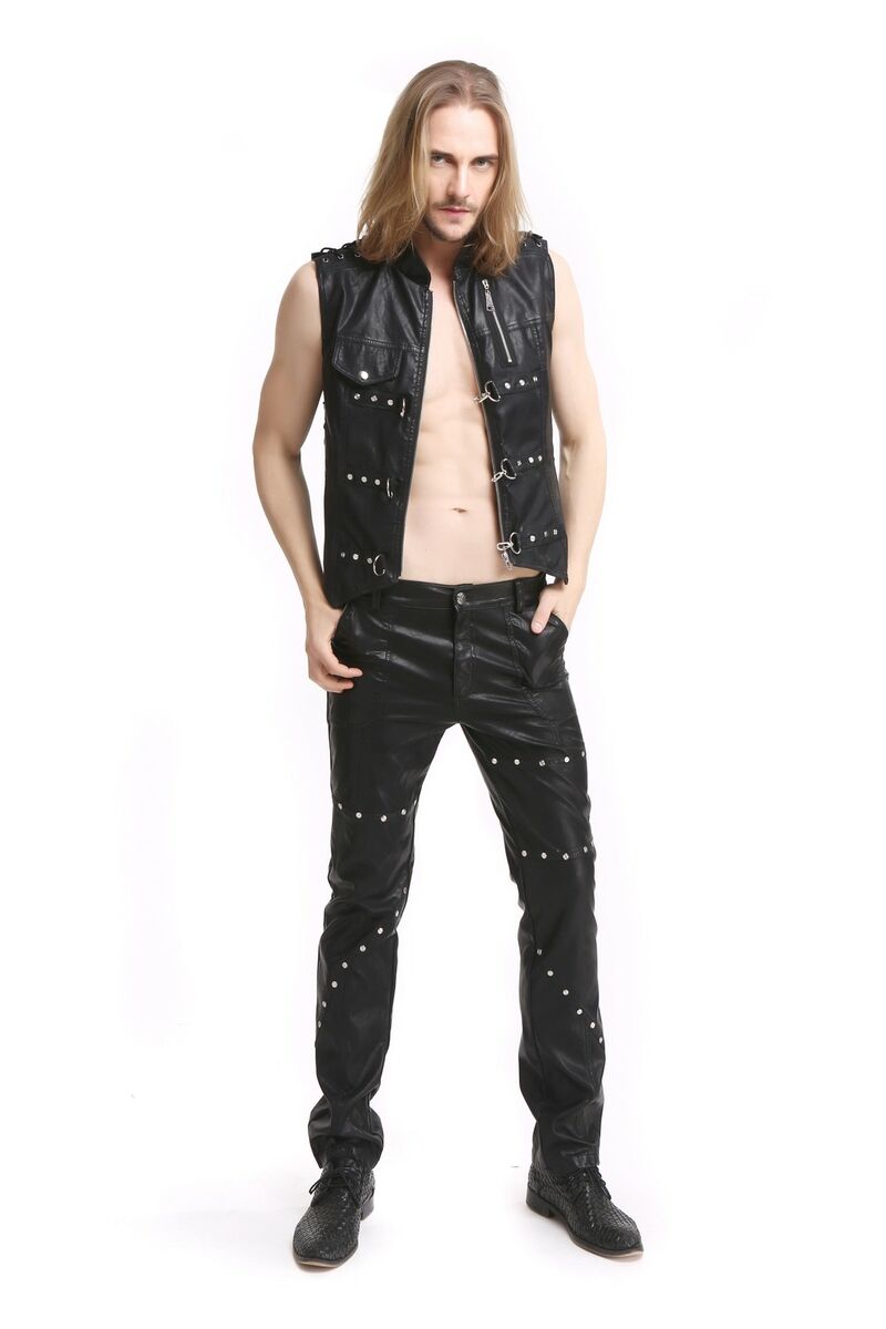 gilet gothique pour homme en simili cuir