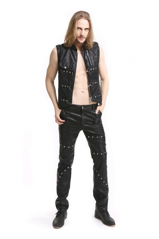 gilet gothique pour homme en simili cuir