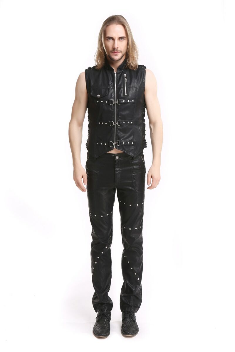 gilet gothique pour homme en simili cuir