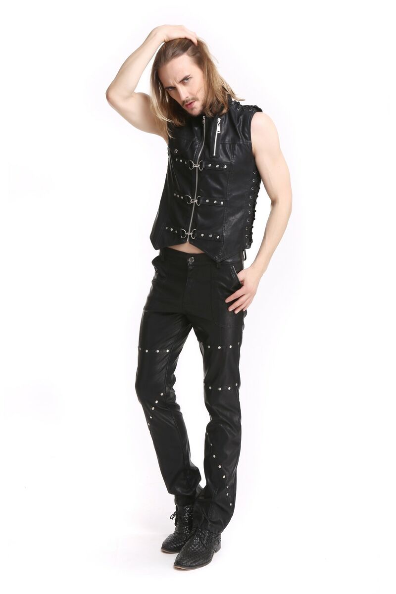 gilet gothique pour homme en simili cuir