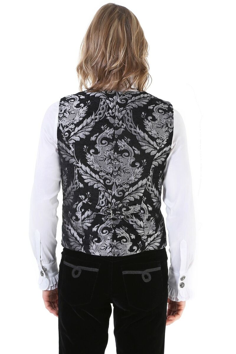 GILET HOMME GOTHIQUE STEAMPUNK VICTORIEN BROCARD GRIS