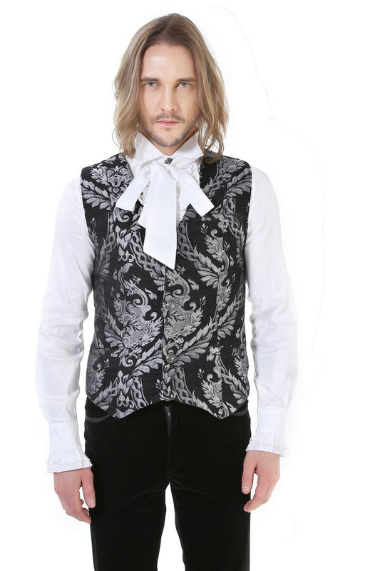 GILET HOMME GOTHIQUE STEAMPUNK VICTORIEN BROCARD GRIS