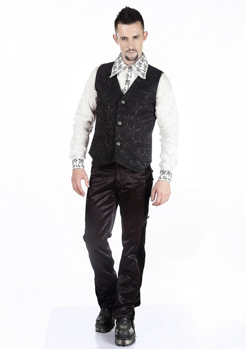 Gilet Gothique Steampunk Victorien Brocard Noir