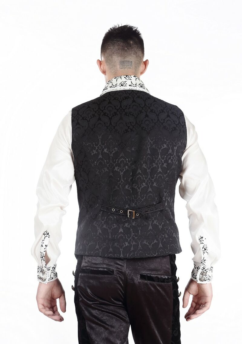 Gilet Gothique Steampunk Victorien Brocard Noir