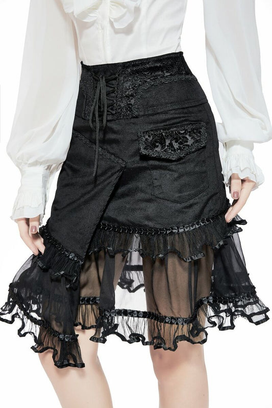 Jupe baroque en velours et dentelle