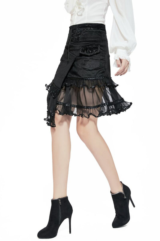 Jupe baroque en velours et dentelle