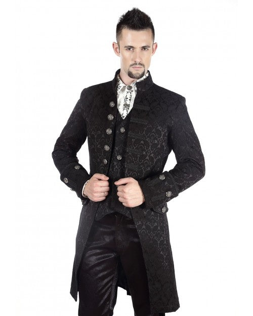 MANTEAU HOMME GOTHIQUE ARISTOCRATE VICTORIEN BROCARD NOIR