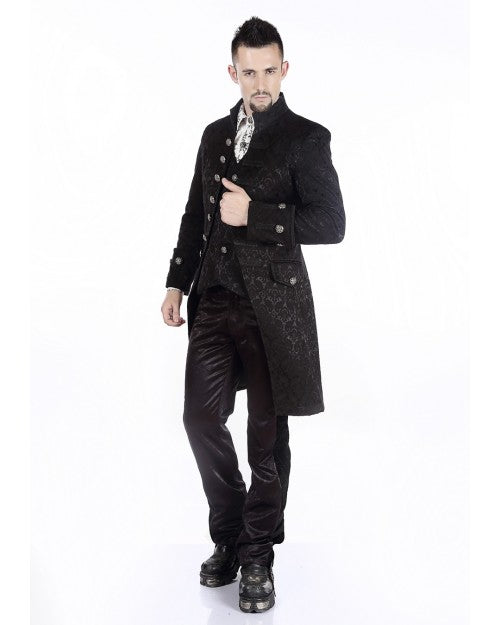 MANTEAU HOMME GOTHIQUE ARISTOCRATE VICTORIEN BROCARD NOIR