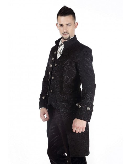 MANTEAU HOMME GOTHIQUE ARISTOCRATE VICTORIEN BROCARD NOIR