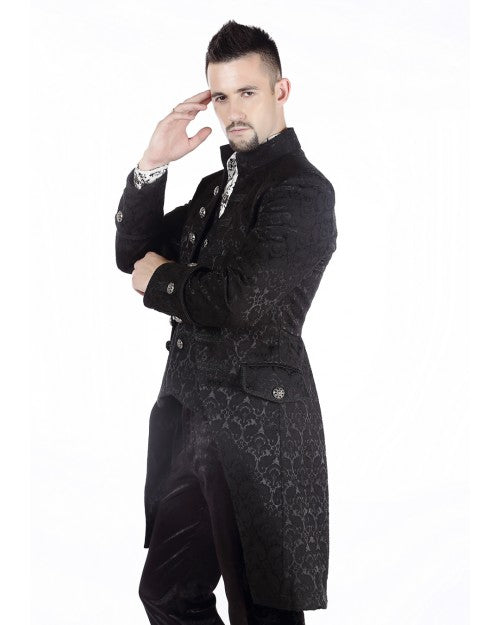MANTEAU HOMME GOTHIQUE ARISTOCRATE VICTORIEN BROCARD NOIR