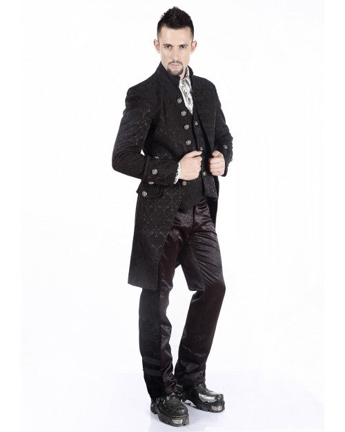 MANTEAU HOMME GOTHIQUE ARISTOCRATE VICTORIEN BROCARD NOIR