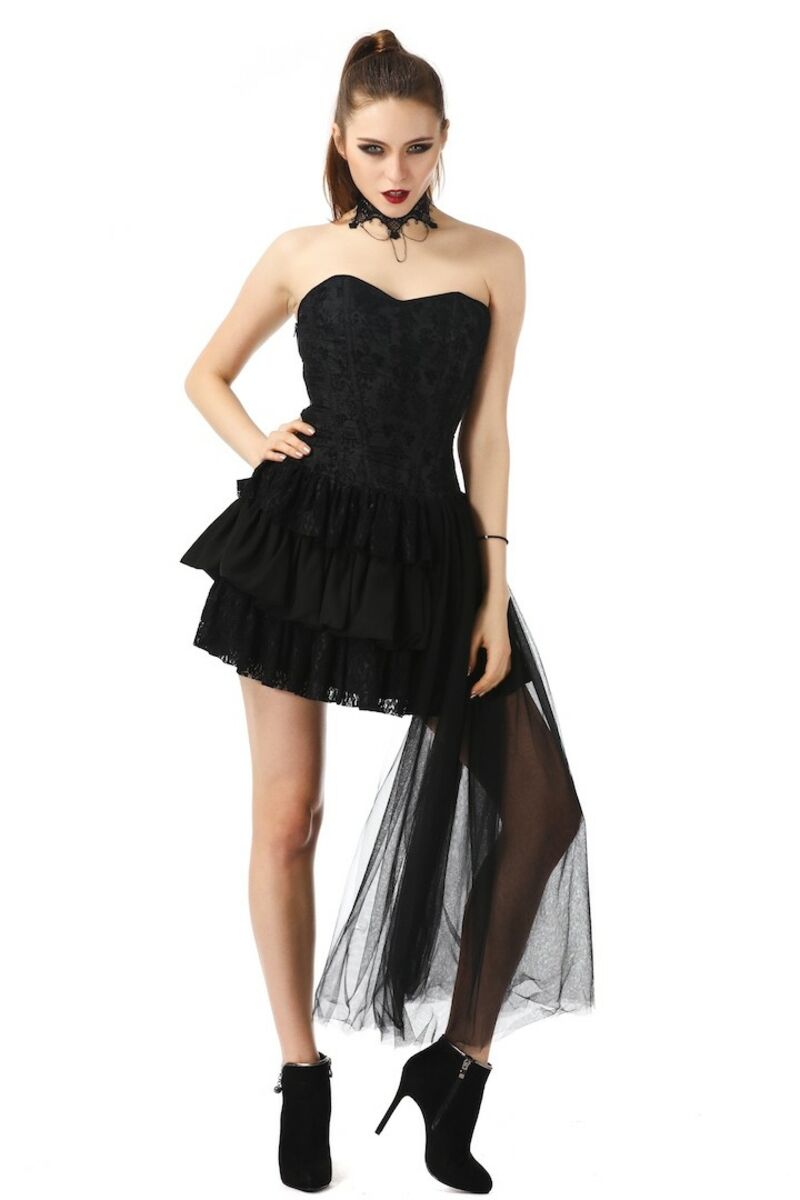 Robe bustier en dentelle gothique Noir