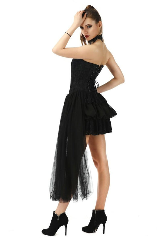 Robe bustier en dentelle gothique Noir