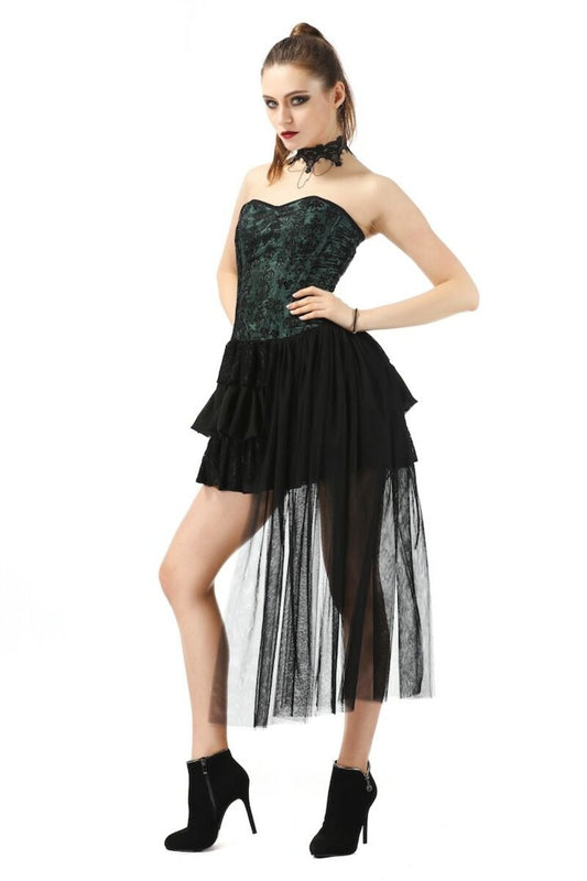 Robe bustier en dentelle gothique VERTE