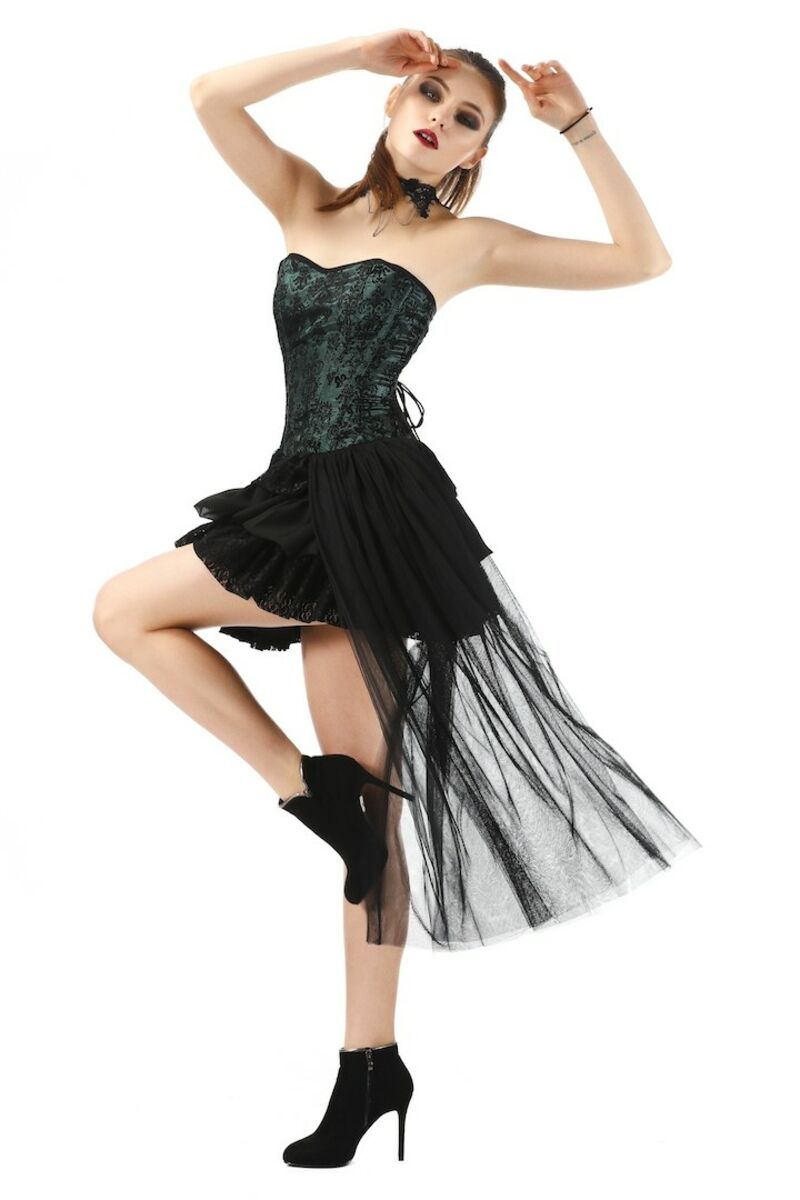 Robe bustier en dentelle gothique VERTE