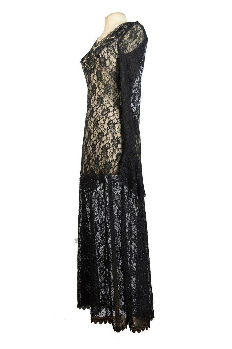 Robe longue gothique en dentelle Noir