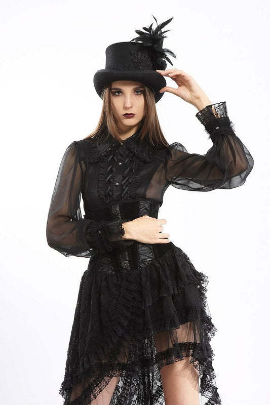 Serre-taille gothique avec traîne noir
