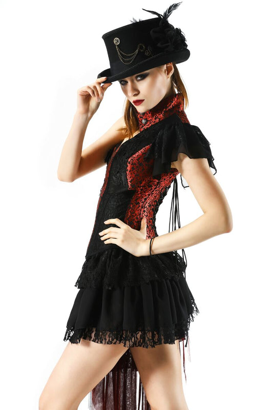 Tops bustier burlesque rouge