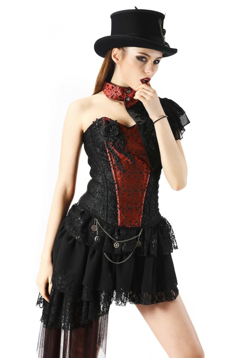 Tops bustier burlesque rouge