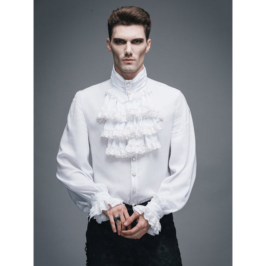 Chemise en mousseline gothique et son Jabot BLANCHE