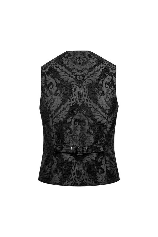 GILET HOMME GOTHIQUE STEAMPUNK VICTORIEN BROCARD NOIR